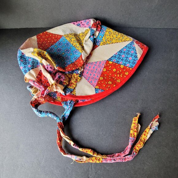 Vintage Pioneer Trek Bonnet Size L Prairie Ruffled Victorian Civil War Sunbonnet - Picture 5 of 7